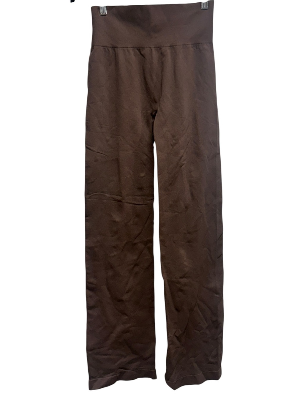 OQQ Brown Ribbed High Rise Wide Leg Yoga Pants Women’s Size M Stretch